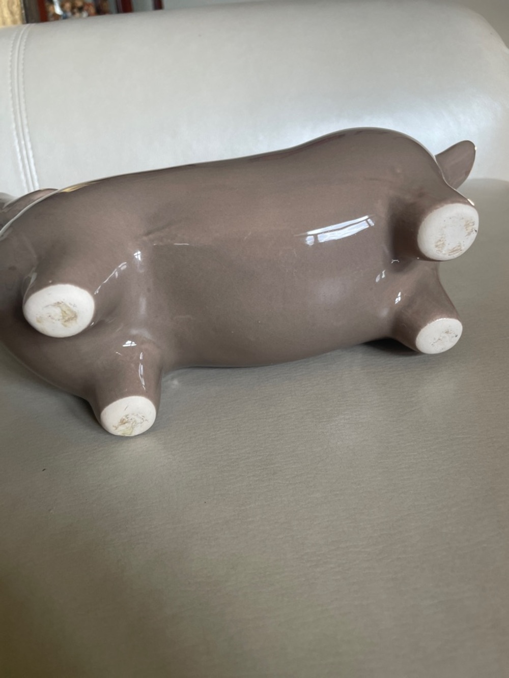 Ceramic Dachshund Planter in Taupe - Picture 5 of 7